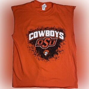 Oklahoma State Cowboys Tank Top Cutoff Shirt Mens Large Orange Black White OSU